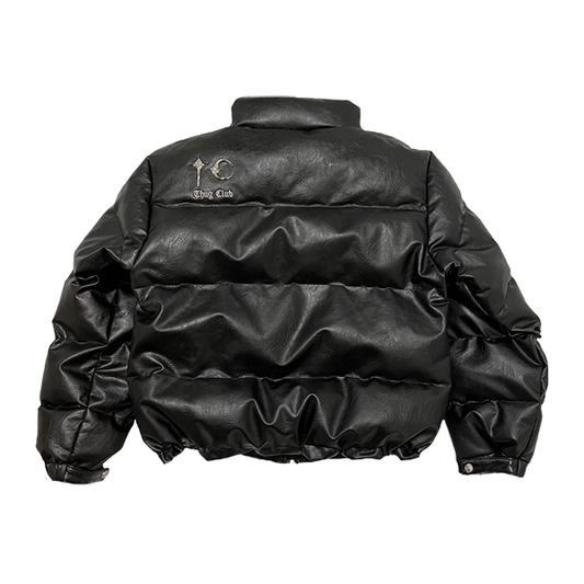 TC Leather Puffer Jacket /Black